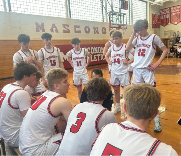 Masco during a timeout 