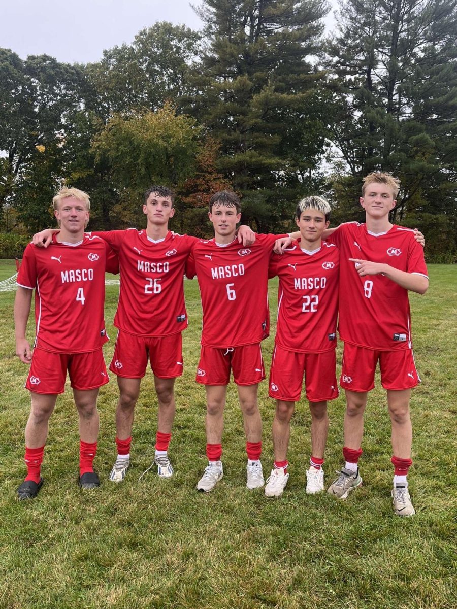 From left to right: Nate Mroczek, John Green, Aidan Colleran, Jack Savitsky, and Jack Fiedler 