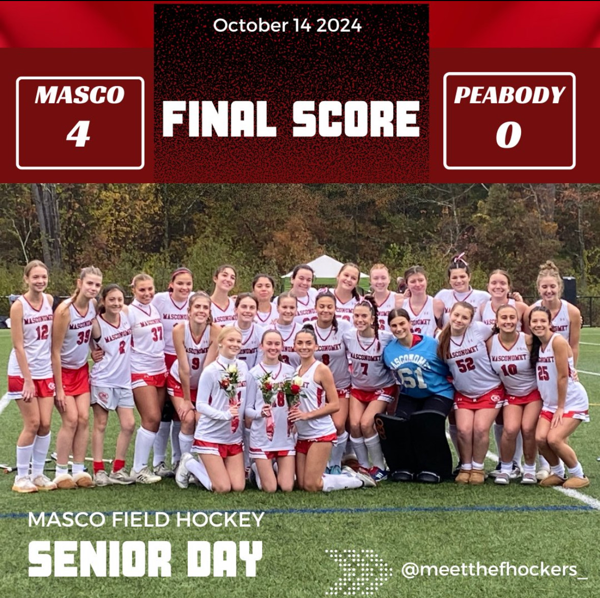 Masconomet Chieftains field hockey team on senior day. 