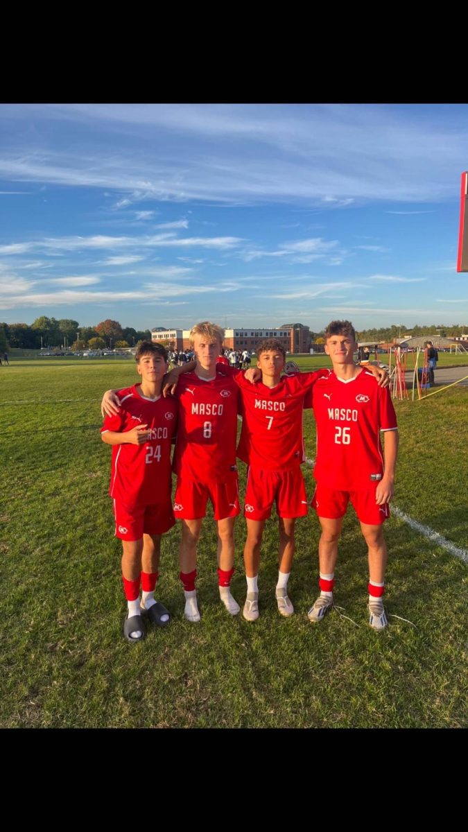 Masco's goal scorers from left to right, Gabe Fantin, Jack Fiedler, Jacob Olson, and John Green